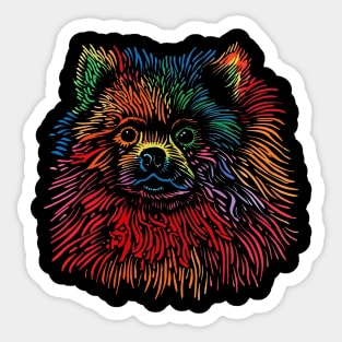 Colorful and Vibrant Pomeranian Drawing - Cute and Playful Dog Art for Animal Lovers Sticker